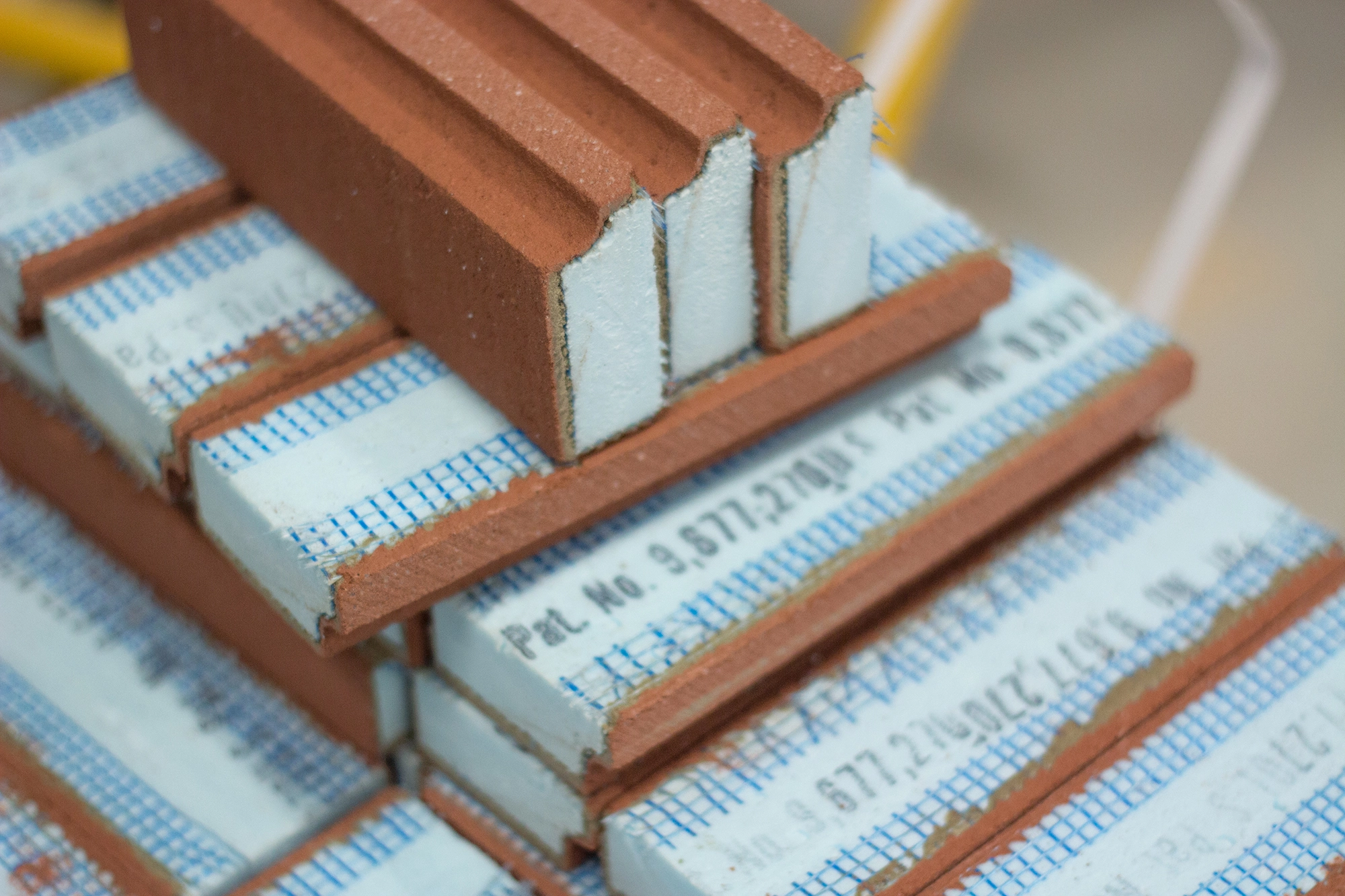 stack of insulated brick veneers