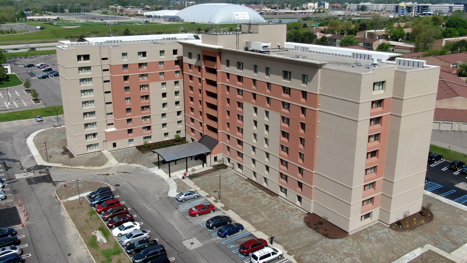 This senior living facility was renovated for improved aesthetics and envelope performance. 