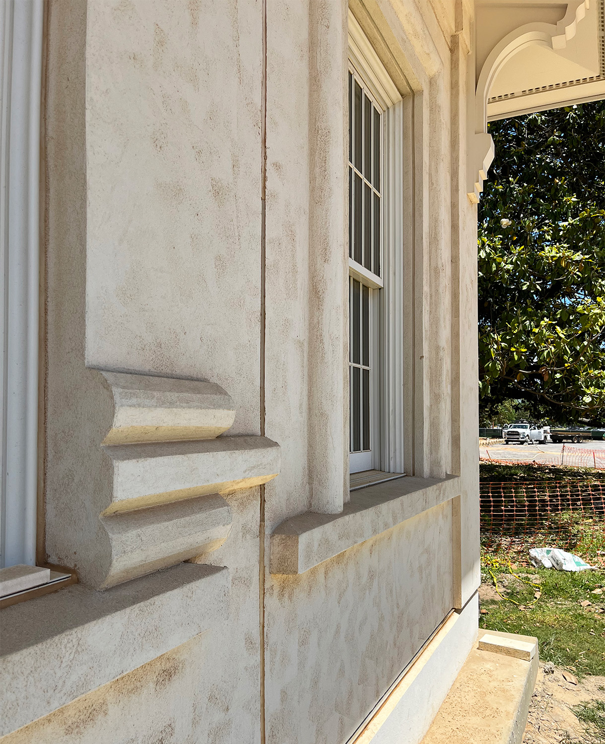 Architectural shapes on exterior building renovation.