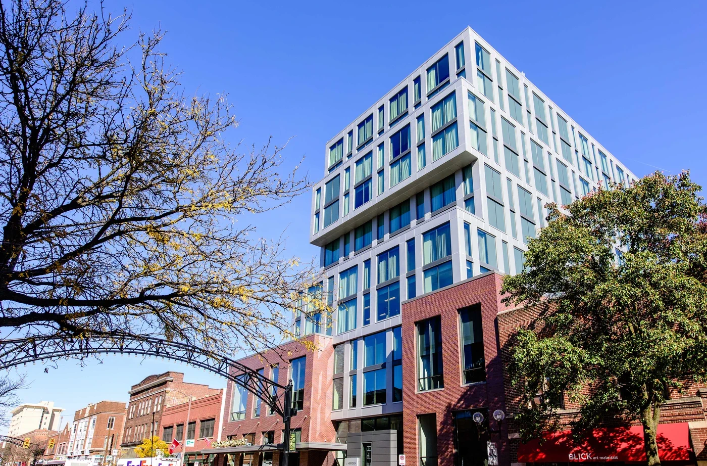 A gorgeous Dryvit exterior matches the luxury interior of this Columbus hotel. 